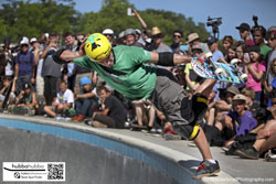 Tony hawk, Andy Macdonald, and other professional skateboarders at the ann arbor skatepark grand opening in ann arbor, michigan